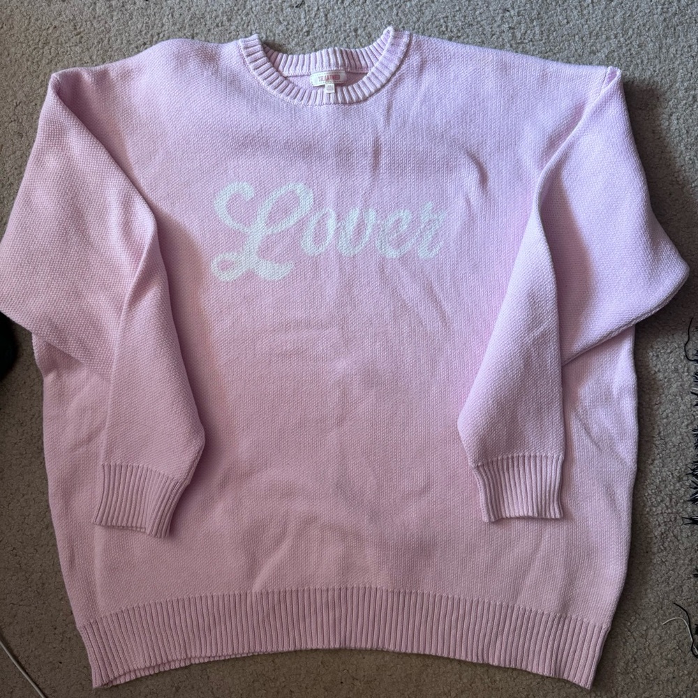 Pink Sweater with 'Lover' Design